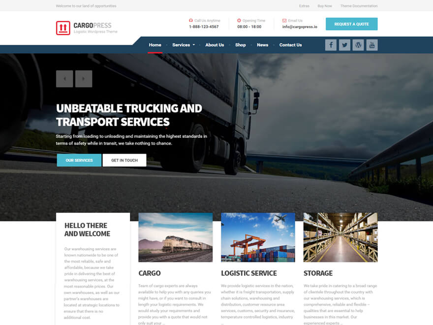 ProteusThemes  CargoPress – Logistic, Transport and Warehouse WordPress Theme