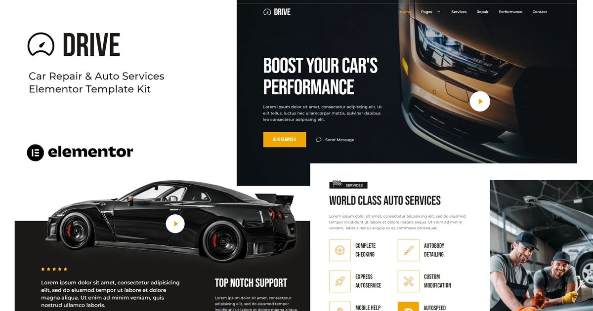 Drive – Car Repair & Auto Service Elementor Template Kit