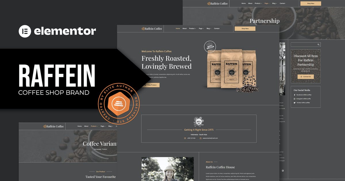 Raffein – Coffee Shop Brand Elementor Template Kit