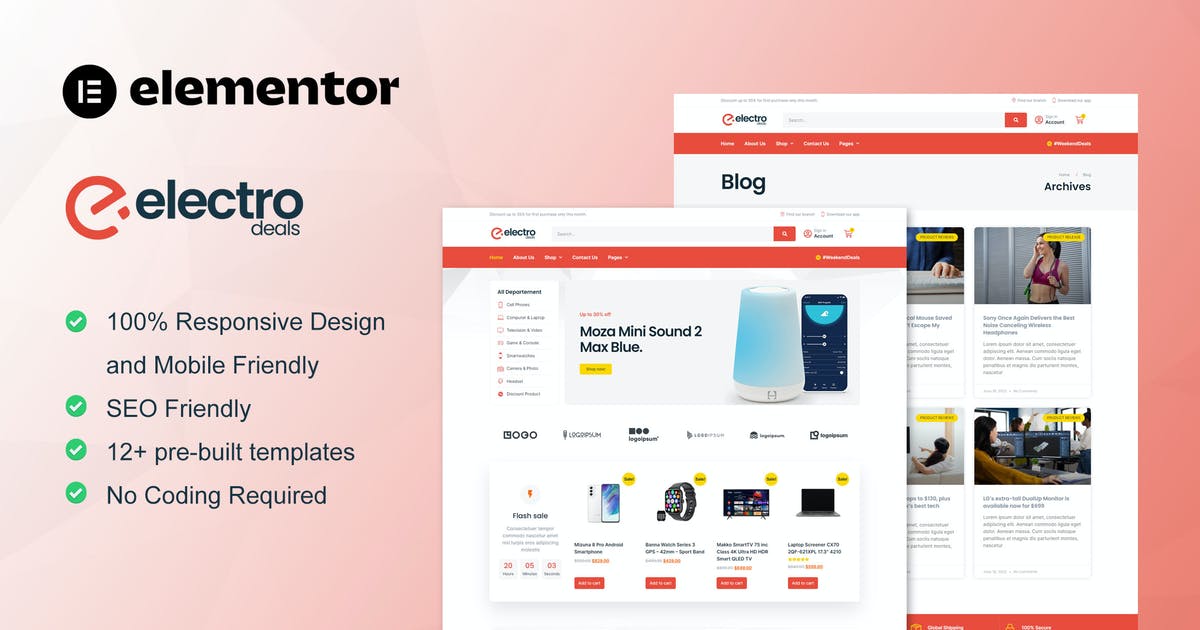 ElectroDeals – Woocommerce Electronic Store Elementor Template Kit