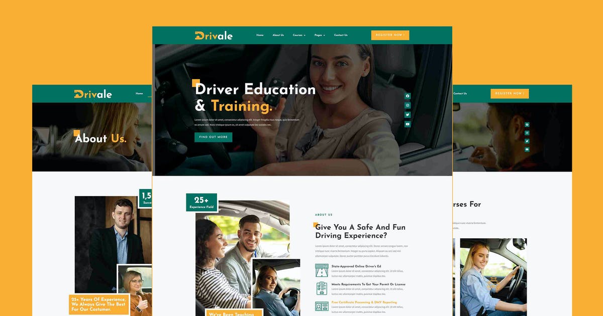 Drivale – Driving School Elementor Pro Full Site Template Kit