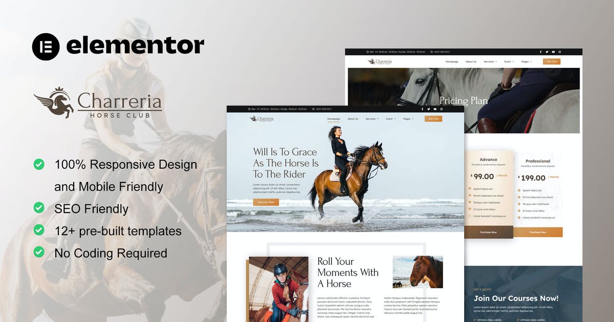 Charreria – Horse Riding Club Elementor Template Kit5