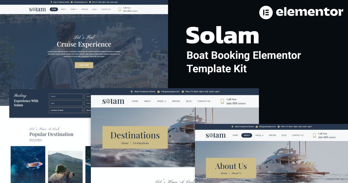 Solam – Boat Booking Elementor Pro Template Kit