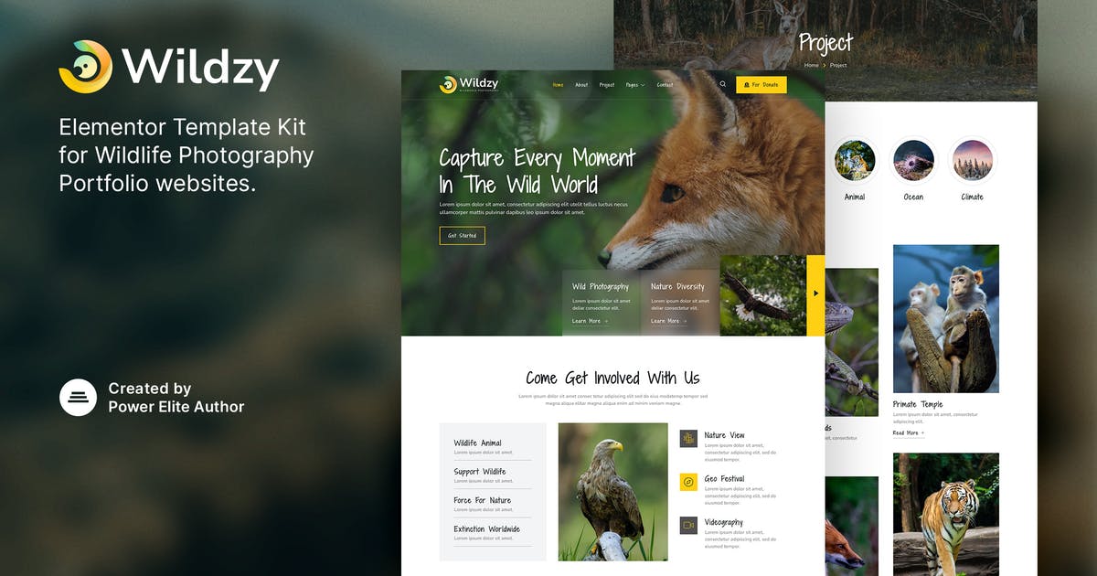 Wildzy - Wildlife Photography Elementor Template Kit