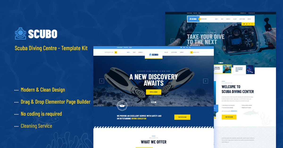 Scubo – Scuba Diving Centre Elementor Template Kit