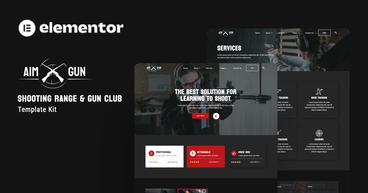 Aimgun – Shooting Range & Gun Club Elementor Template Kit