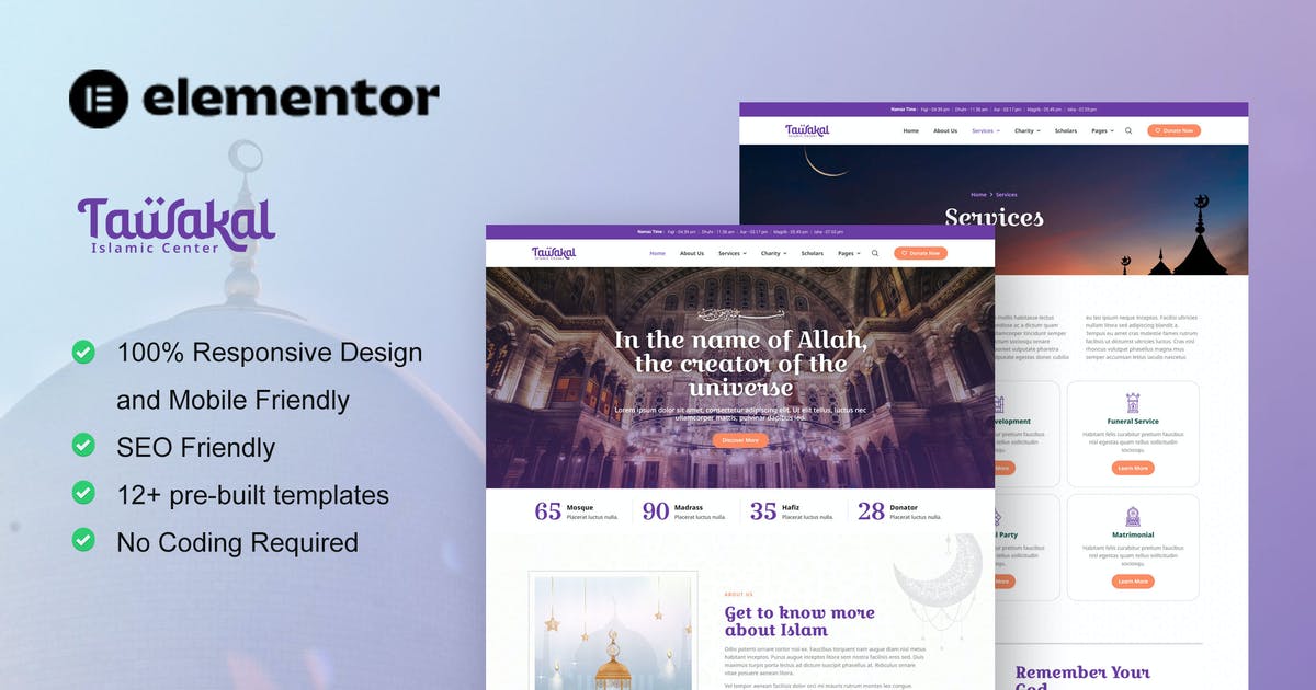 Tawakal – Mosque & Islamic Center Elementor Template Kit