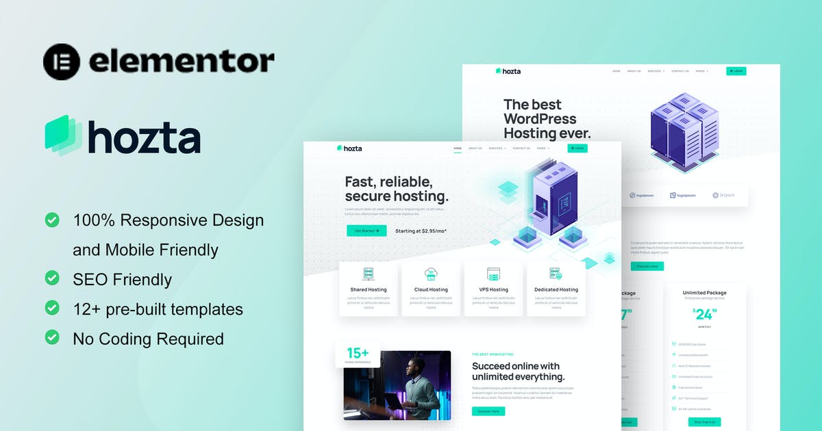 Hozta – Web Hosting Service Elementor Template Kit