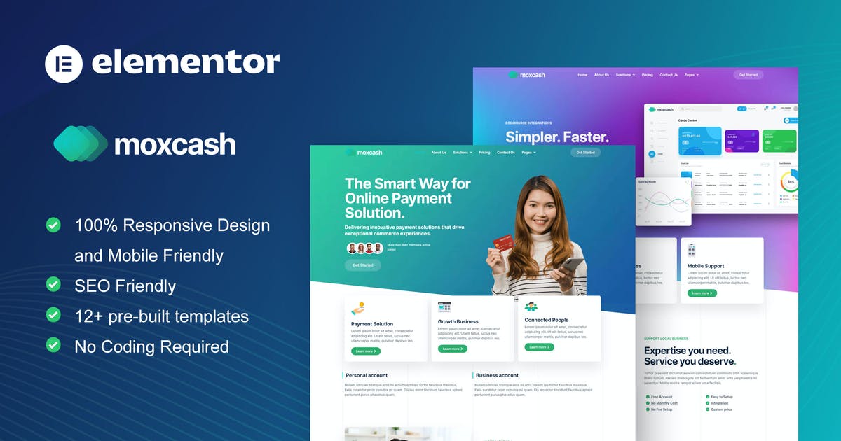 MoxCash – Online Payment Gateway Elementor Pro Template Kit