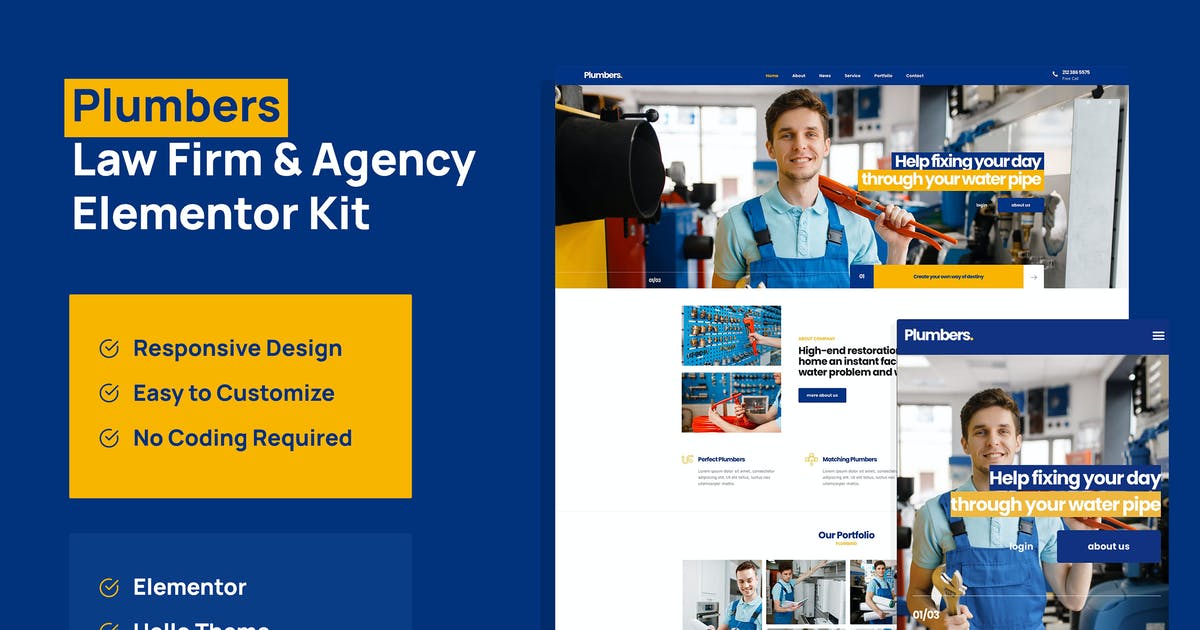 Plumber – Company & Business Elementor Pro Template Kit