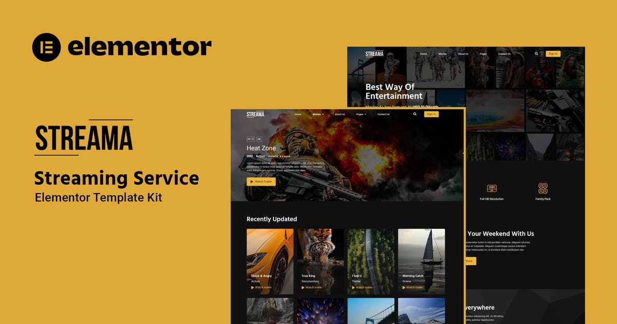 Streama – Streaming Service Elementor Template Kit