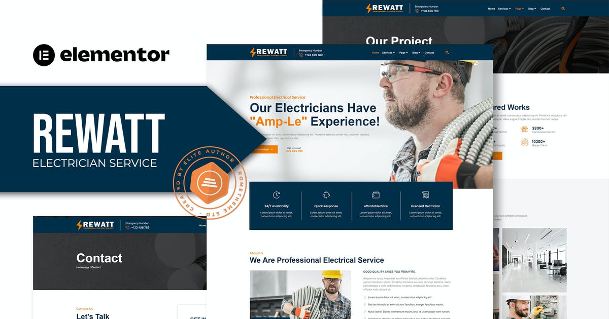 Rewatt – Professional Electrical Services Elementor Template Kit