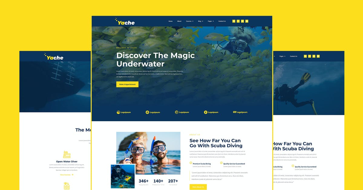 Yache – Scuba Diving Center Elementor Pro Full Site Template Kit