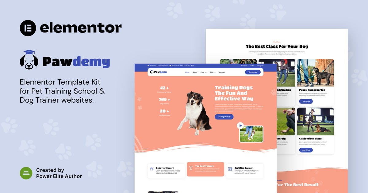 Pawdemy - Pet Training Academy Elementor Template Kit