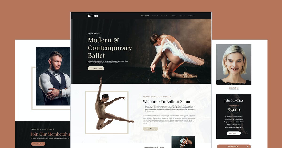 Balleto – Ballet School Elementor Pro Full Site Template Kit