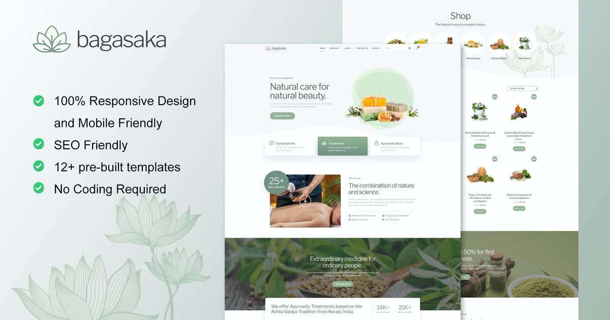 Bagasaka – Ayurveda Treatment & WooCommerce Store Elementor Pro Template Kit