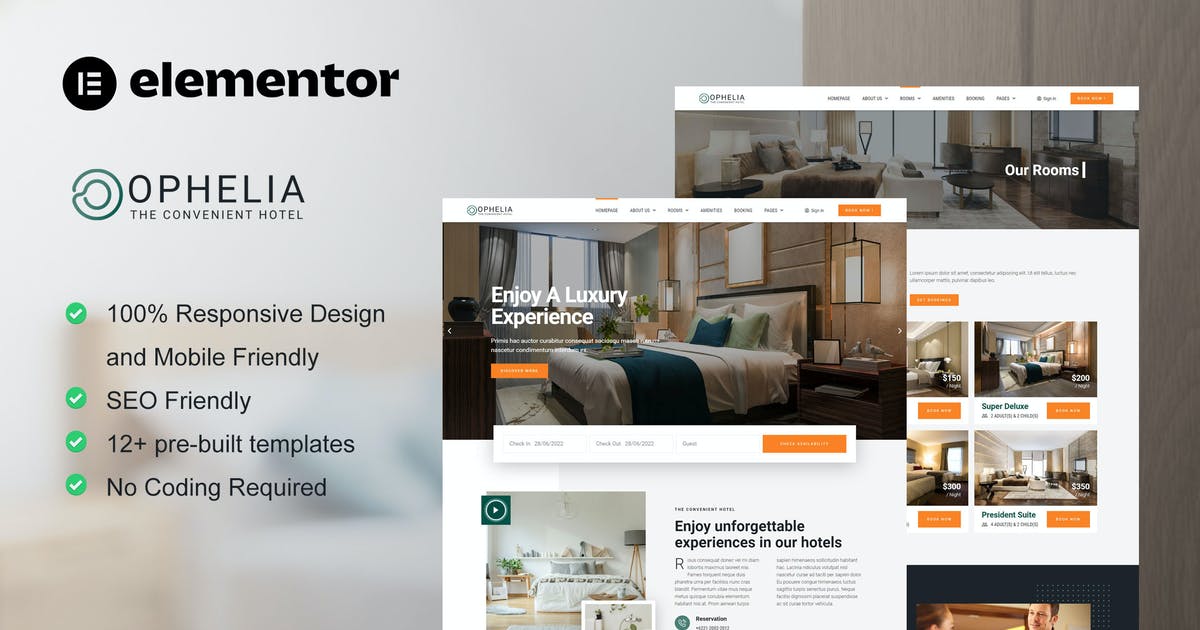 Ophelia – Hotel & Resort Elementor Template Kit