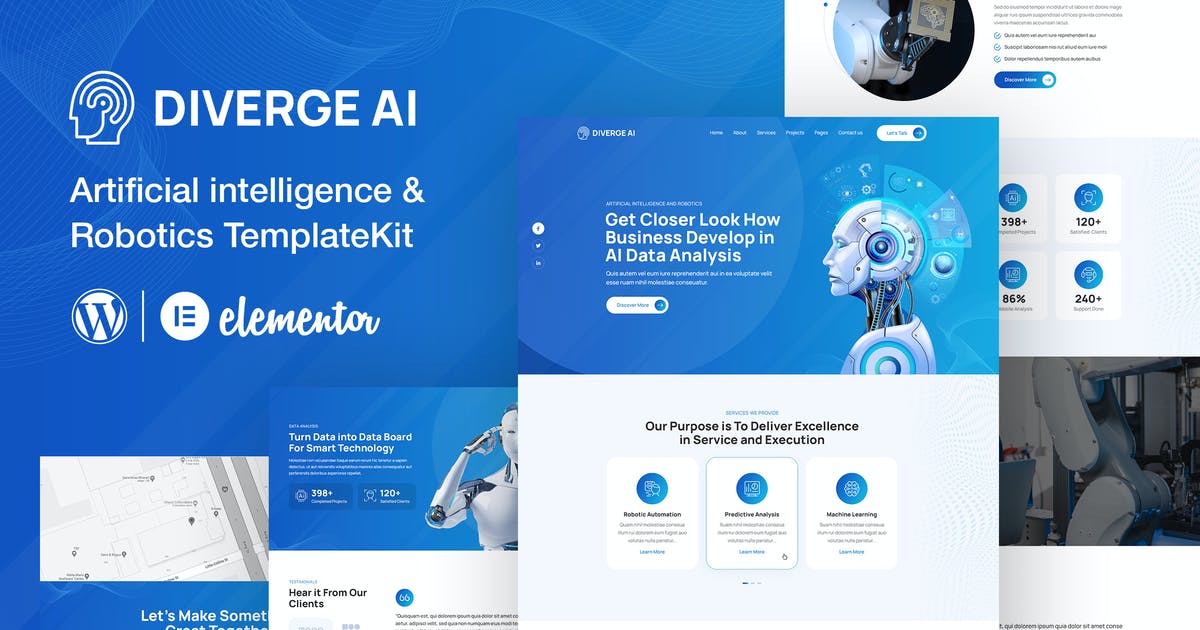 Diverge AI | Robotics Elementor Template Kit