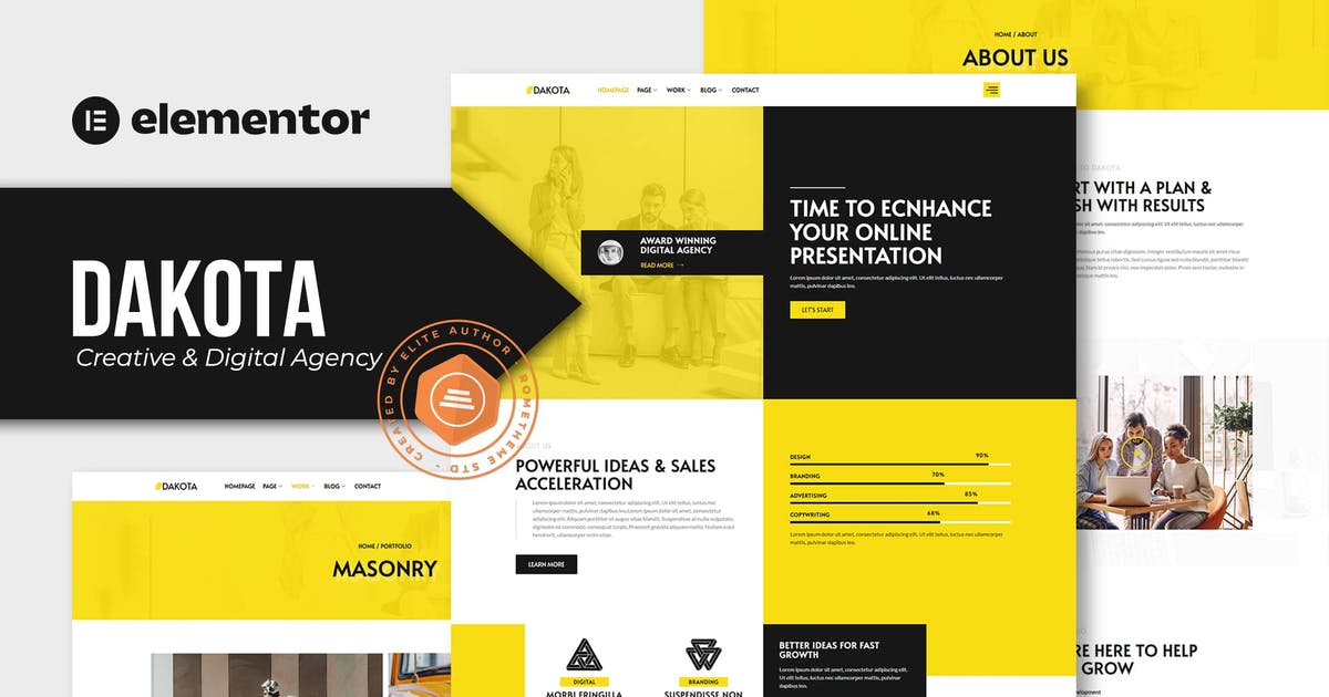 Dakota – Creative & Digital Agency Elementor Template Kit