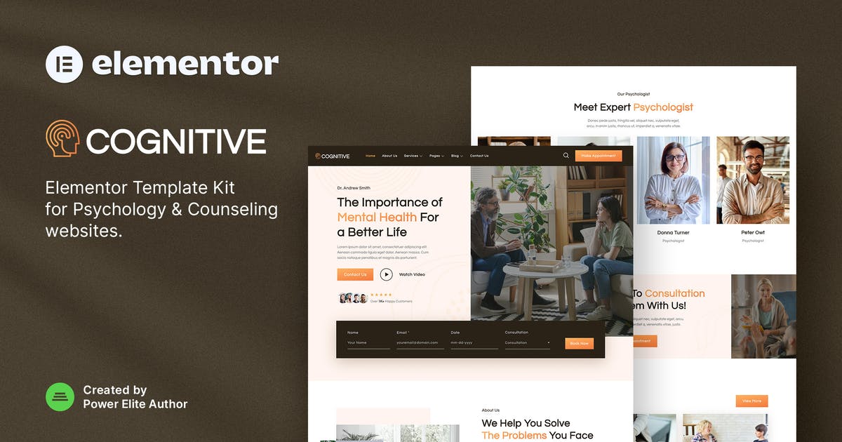 Cognitive - Psychology & Counseling Elementor Template Kit