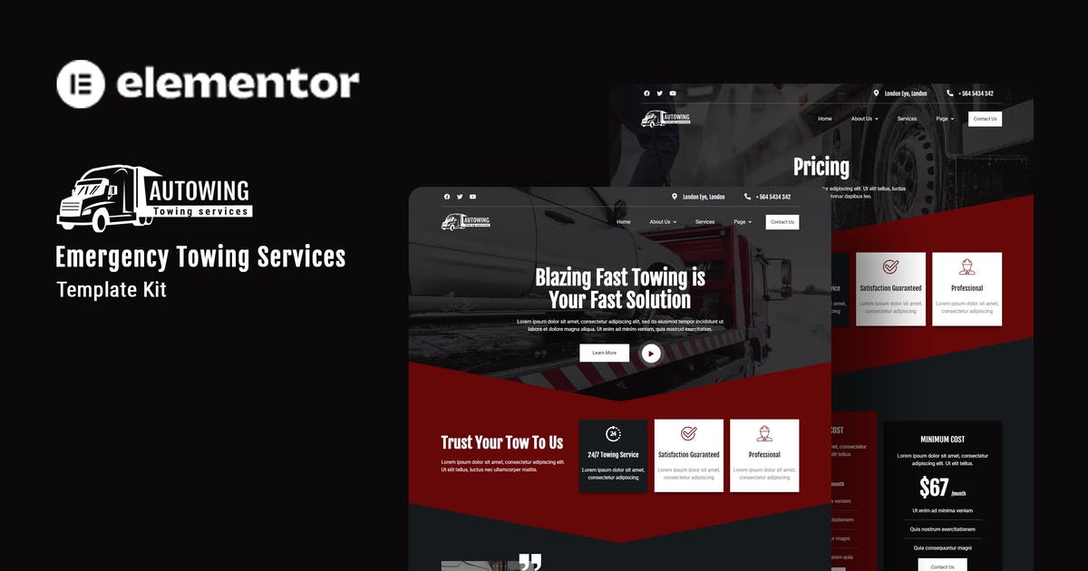 Autowing – Emergency Towing Service Elementor Template Kit