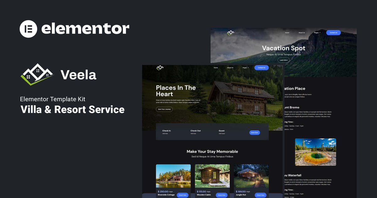 Veela – Vacation Rental & Resort Elementor Template Kit