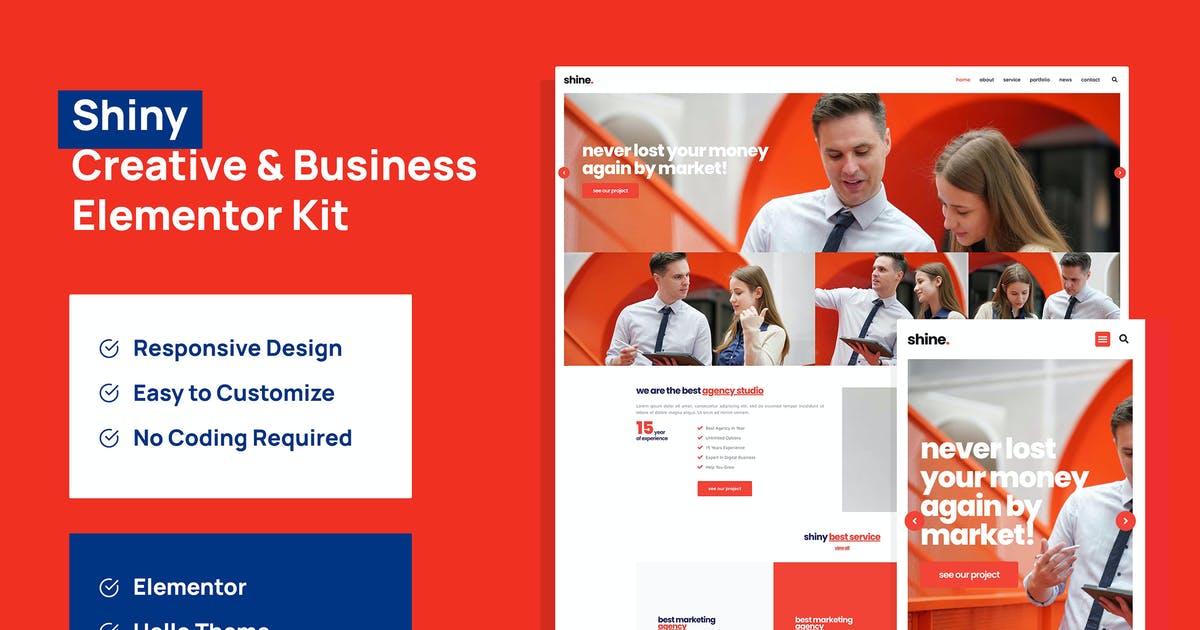 Shiny – Creative Business Agency Elementor Pro Template Kit