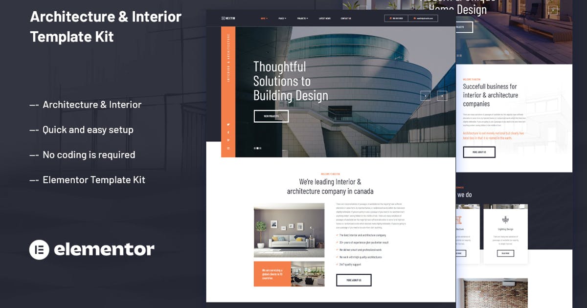 Nextin – Architecture & Interior Elementor Template Kit