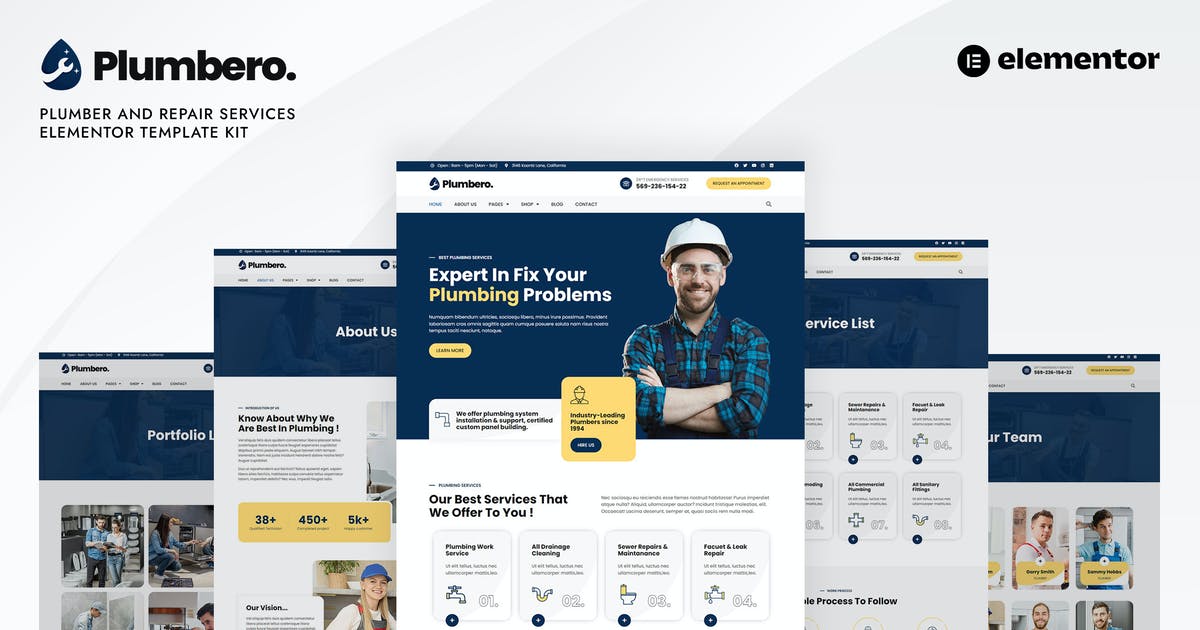 Plumbero – Plumber & Repair Services Elementor Template Kit