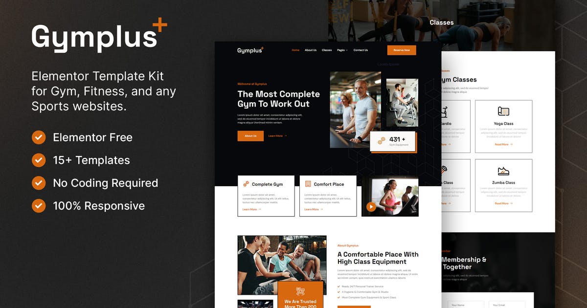 Gymplus – Gym & Fitness Elementor Template Kit