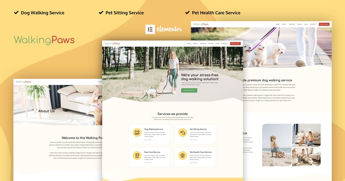 Walking Paws – Dog Walking and Pet Services Elementor Template Kit