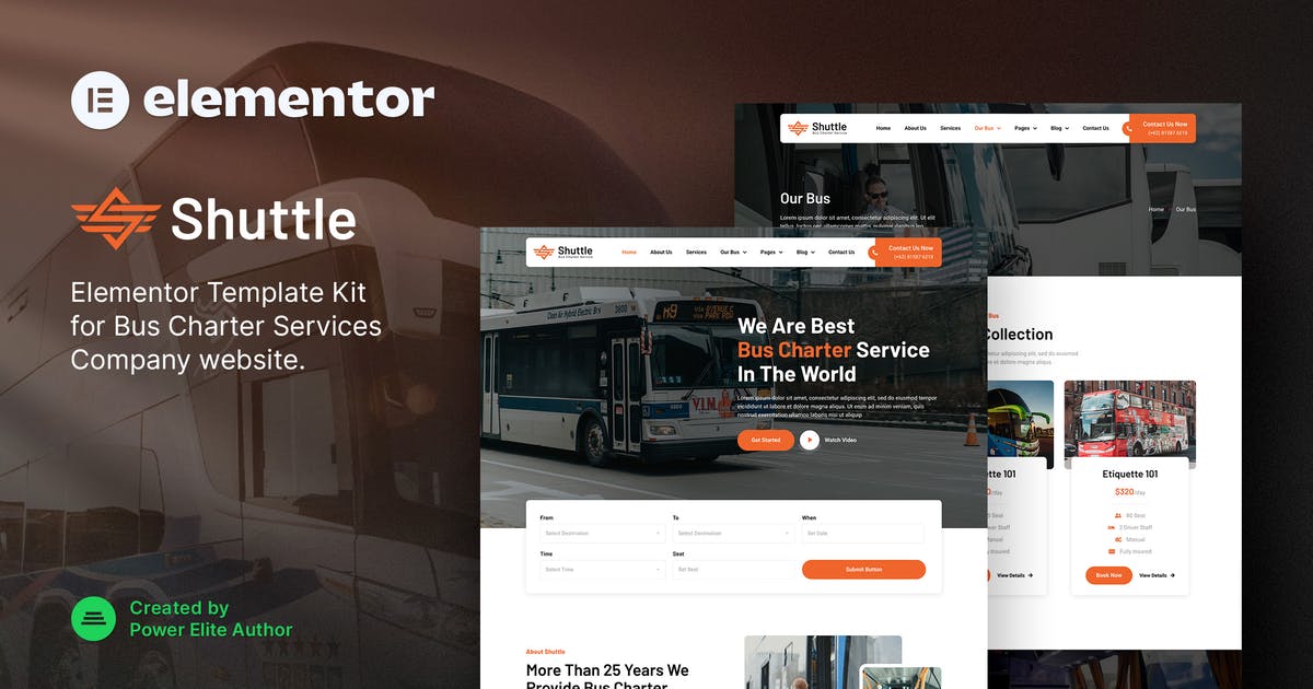 Shuttle - Bus Charter Service & Transport Company Elementor Template Kit