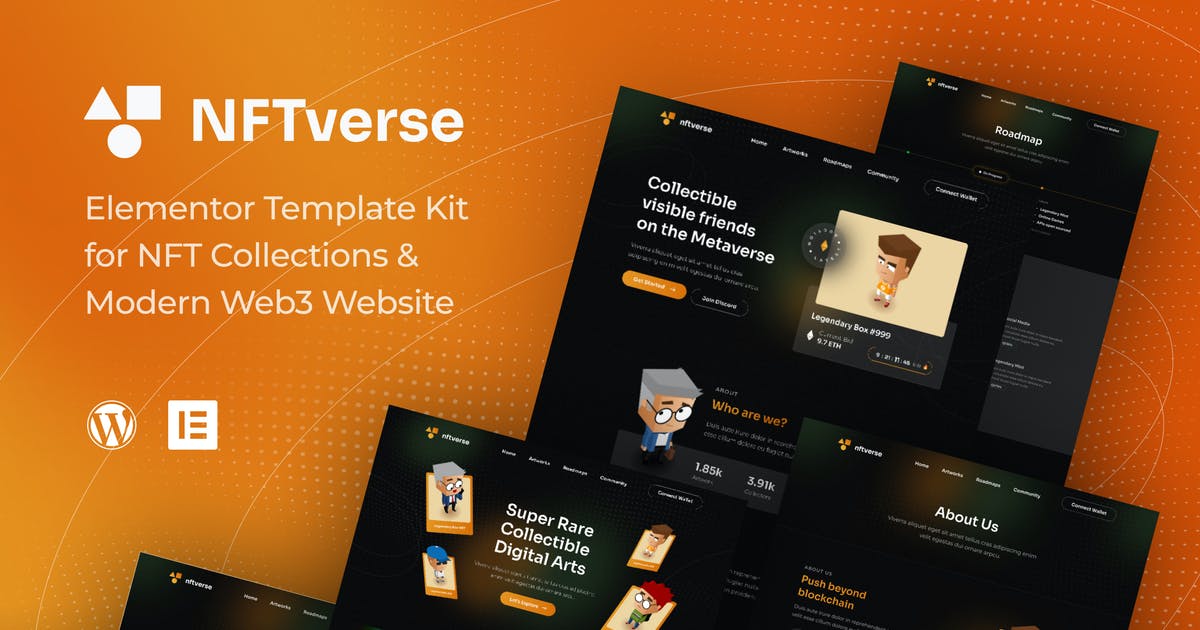NFTverse | Futuristic NFT portfolio Elementor Template Kit