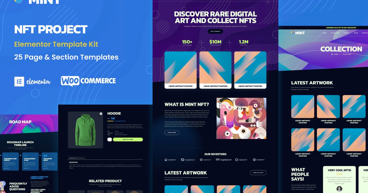 Mint – NFT Projects & portfolio WooCommerce Elementor Template Kit