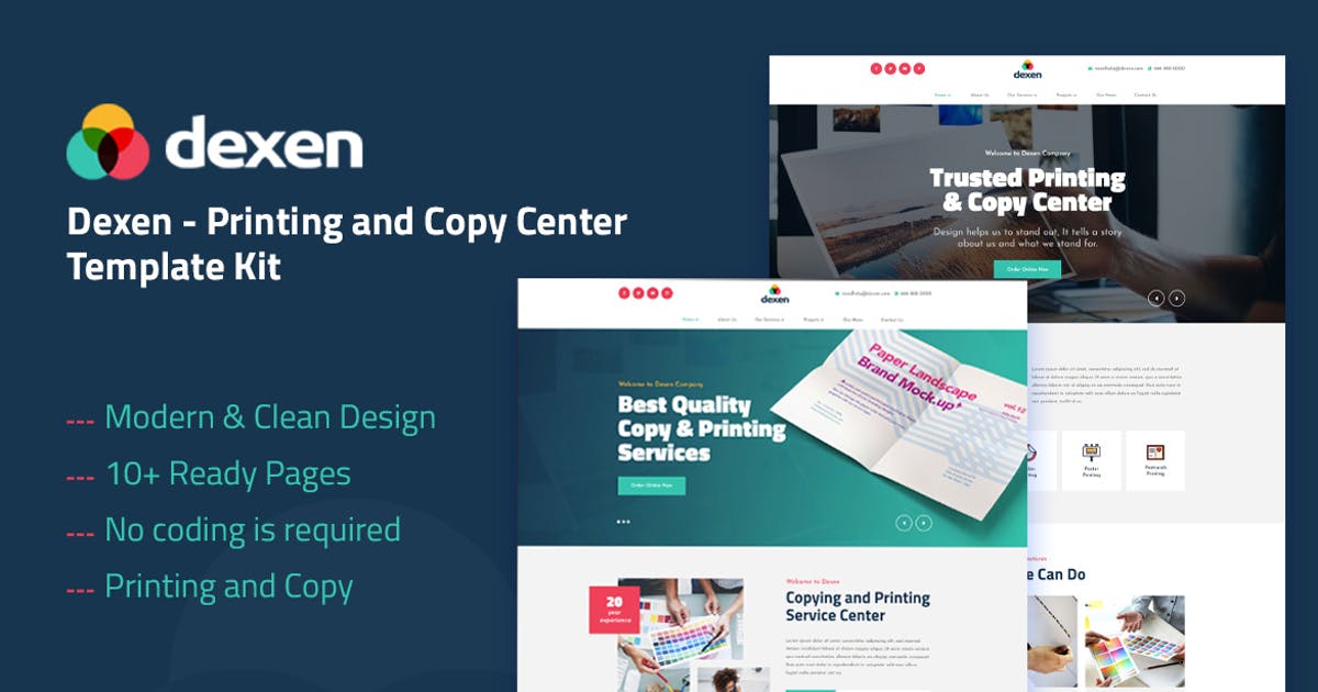 Dexen – Printing & Copy Center Elementor Template Kit
