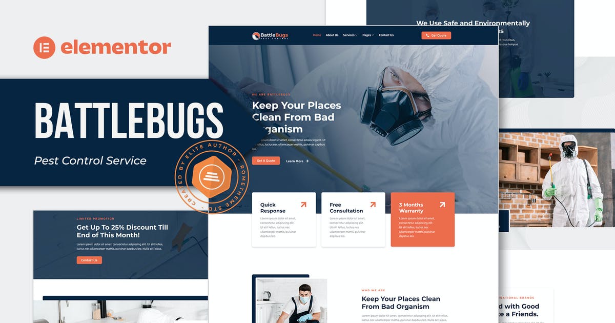 BattleBugs – Pest Control Service Elementor Template Kit