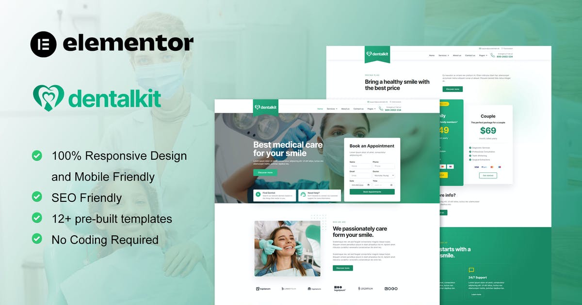 Dentalkit – Dentist & Medical Service Elementor Template Kit