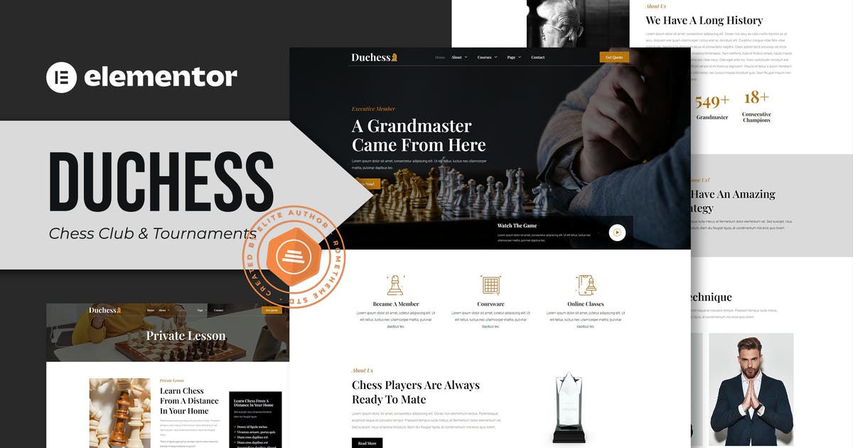 Duchess – Chess Club & Tournament Elementor Template Kit