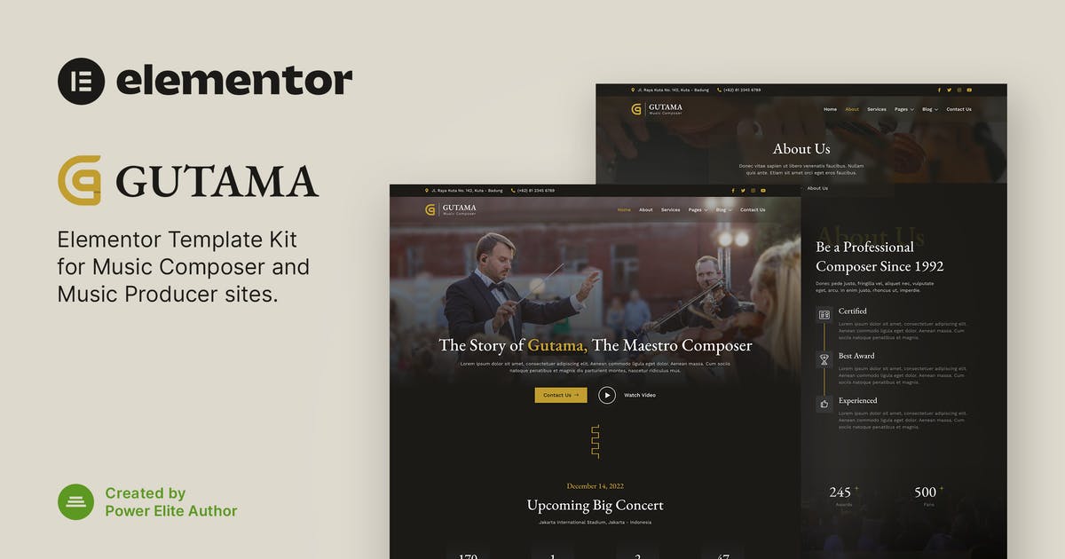 Gutama - Music Composer & Producer Elementor Template Kit