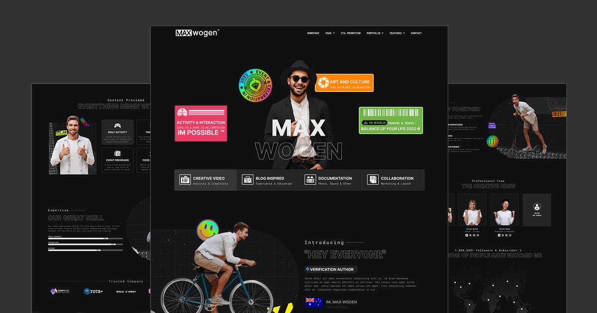 MAX – Content Creator Elementor Pro Full Site Template Kit