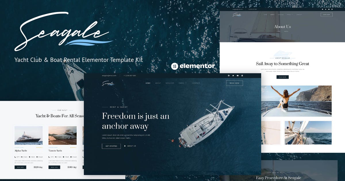 Seagale – Yacht Club & Boat Rental Elementor Template Kit