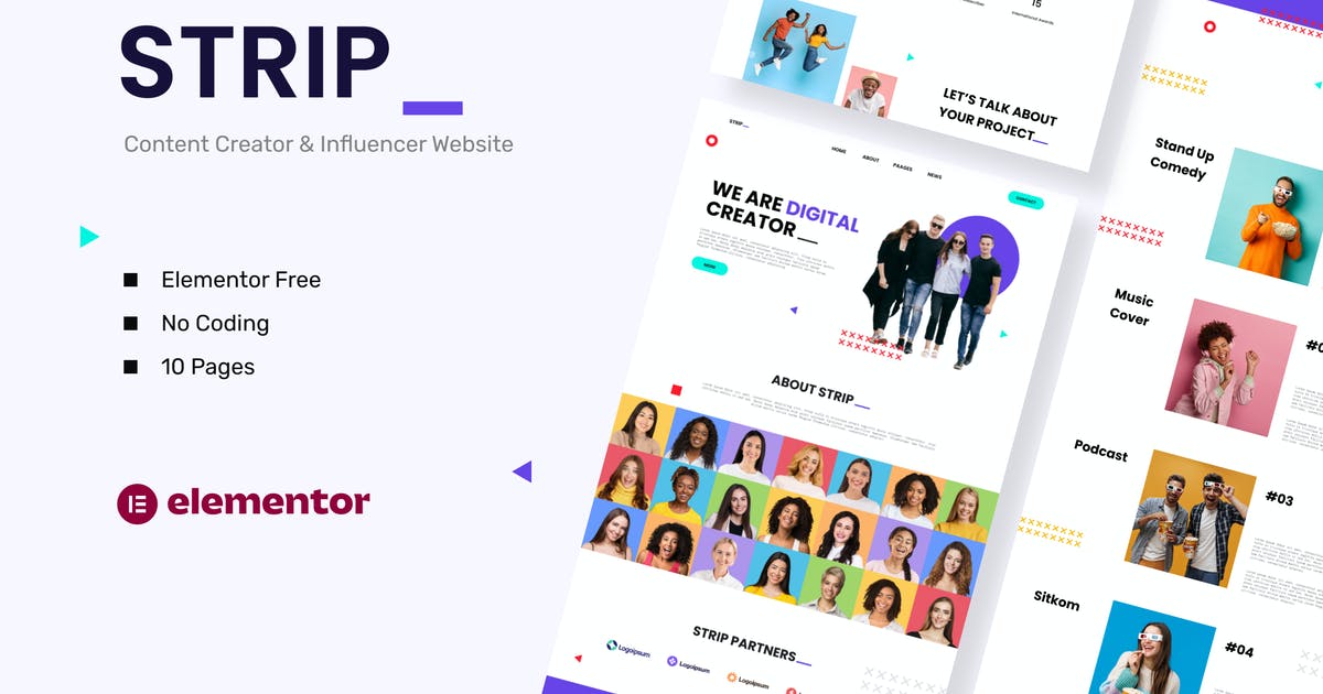 Strip – Content Creator & Influencer Elementor Template Kit