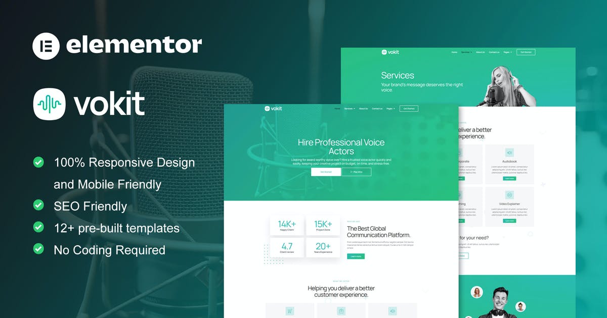 VoKit – Voice Over Services Elementor Template Kit