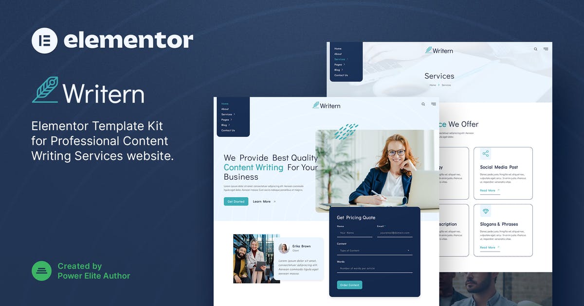Writern - Content Writing Services Elementor Template Kit