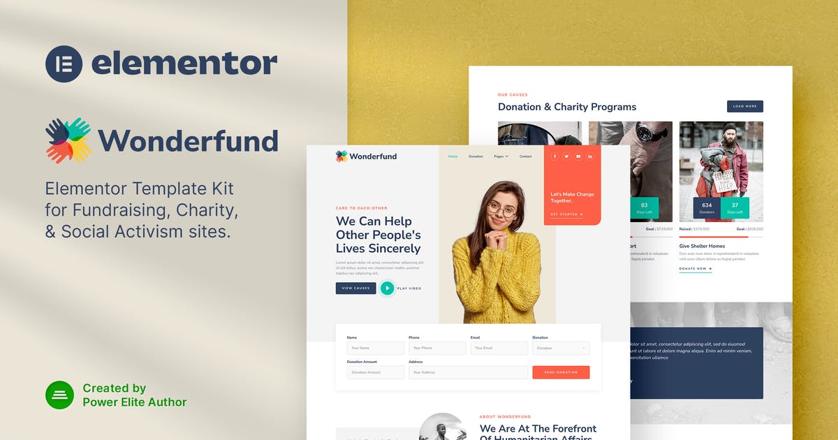 Wonderfund - Fundraising & Charity Elementor Template Kit