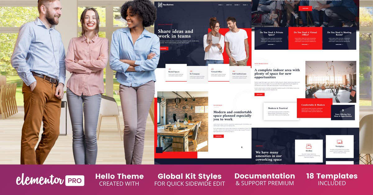 Next Business – Coworking Space Elementor Template Kit