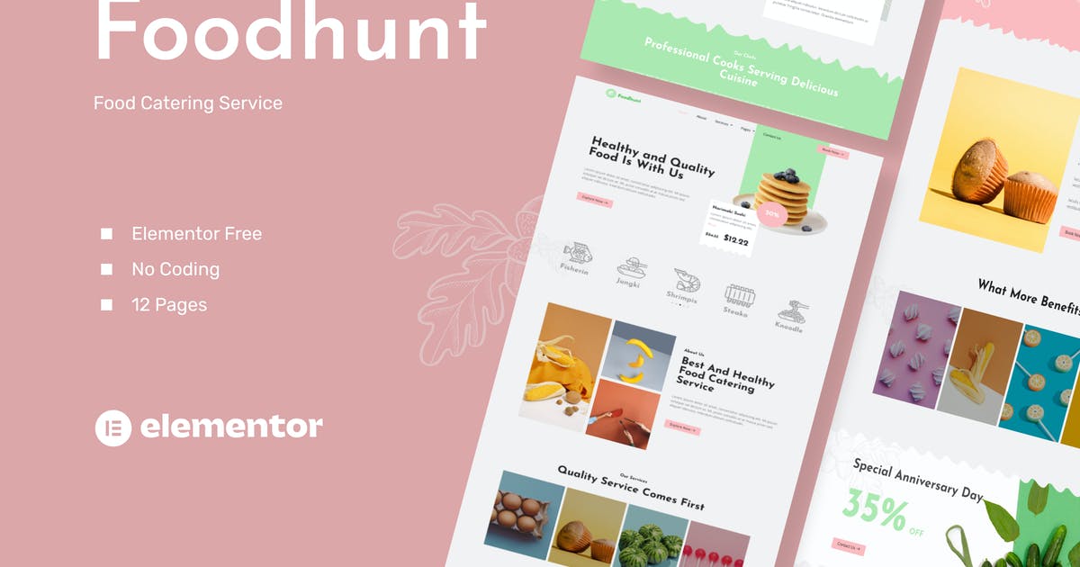 Foodhunt – Food Catering Service Elementor Template Kit
