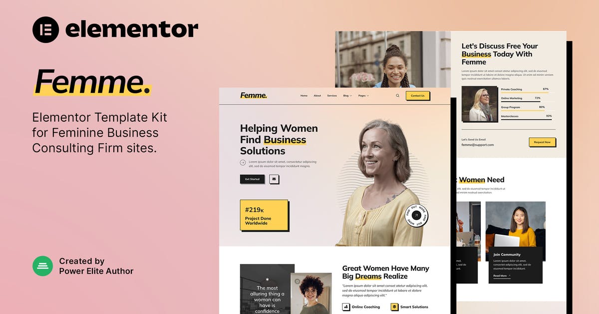 Femme - Feminine Business Consulting Elementor Template Kit