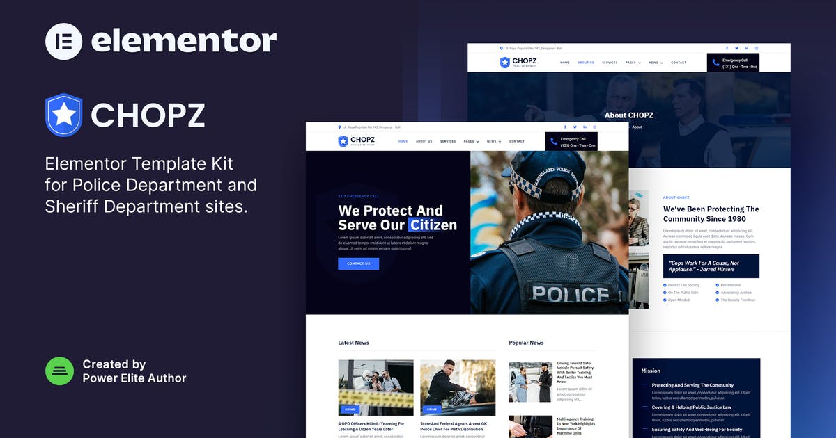 Chopz - Police & Sheriff Department Elementor Template Kit