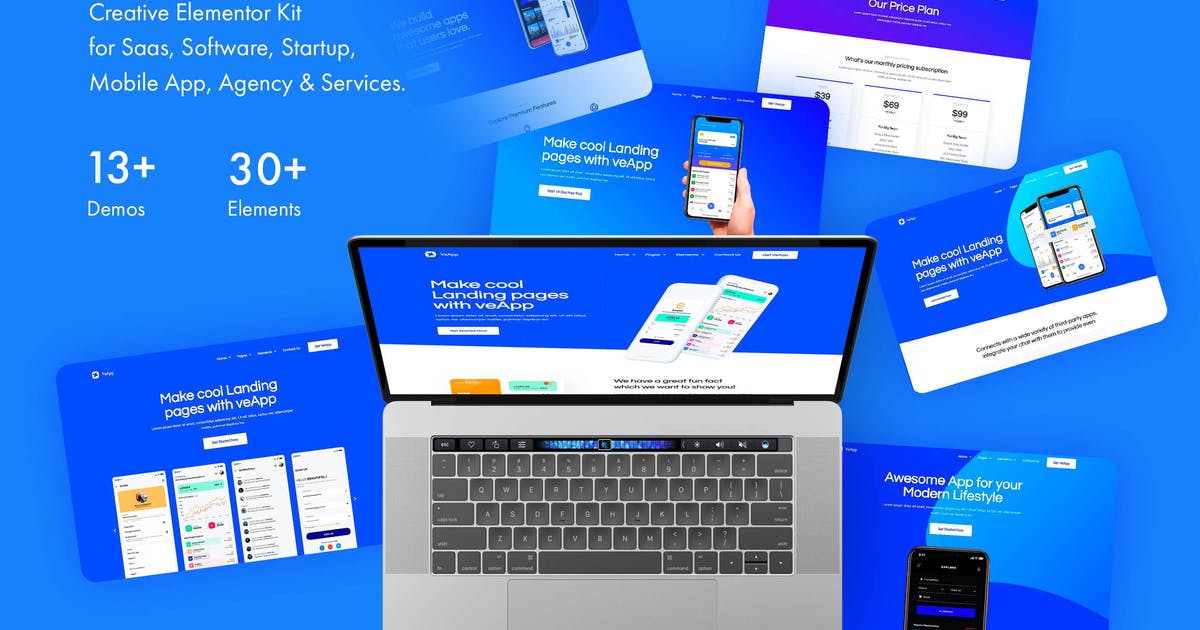 veApp – Mobile App & Startup Elementor Template Kit